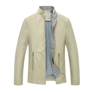 Spring Autumn Casual Business Solid Color Stand Collar Thin Jackets for Men